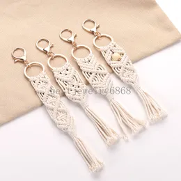 NEU BOHO Pendant Keychains Frauen handgefertigt Macrame Key Chains Ringe süße Autoschlüsselring Hochzeitszubehör Geschenk