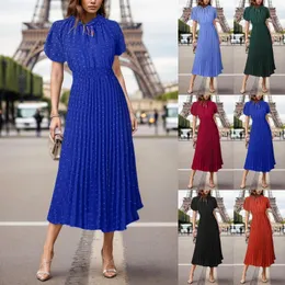 Casual Dresses Top Selling Female Outfits Womens Dot Pleated A Line Flowy Party Midi Dress Vestidos Verano Moda 2024