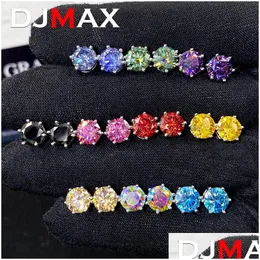 Dangle Chandelier DJMAX 052CT Brincos de Diamond Stud para mulheres Orginal 925 Sier Sier Sparkling Studs 240403 Drop Delivery Dheby