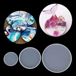 Transparent Fluid Arts Round Coaster Resin Casting Molds Silicone Epoxy Jewelry Pendant Agate Making Mould Tool DIY Accessories