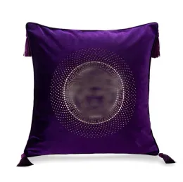 Luxury Pillow Case Designer Cushion Cover Högkvalitativ Velvet Fabric Crystal Avatar Pendant Tassel Mönster 9 Färger tillgängliga 50*50 cm för heminredning Ny ankomst