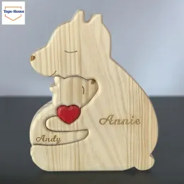 Puzzle Di Famiglia Di Orso In Legno Personalizzato Nomi Incisi Su