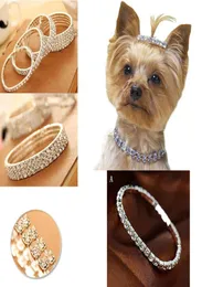 Bling Luxury Rhinestone Pet Dog Collars Design Crystal Diamond Princess Collar 작은 중간 개 다수 다이아몬드 Silver1586446