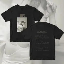 Taylors TTPD Version Vintage Music Album Cover Print TShirt Shortsleeved Top Loose Oneck Y2k Woman Clothing Hip Hop Harajuku 240529