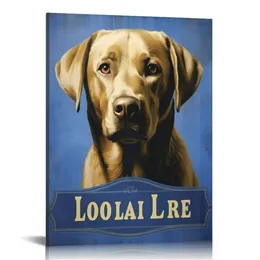 Loyal Labrador Pet Dog Vintage Poster, Design by Artist Retrorocket Studio Wall Art, , Grey Framed
