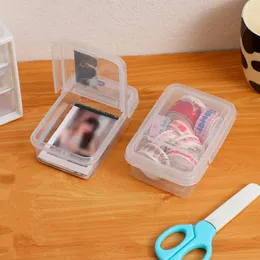 Caixas de armazenamento caixas caixa de armazenamento de cartão de foto de ídolo transparente Plástico Plástico de papelaria organizador de mesa de mesa flip titular da caixa de lábios Caixa Ins s245304