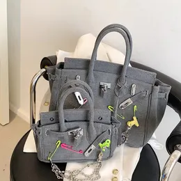 Projektant Casual Tote Luksusowe torby na ramię Duża torebki pojemności unisex pod pachami torba moda na płótnie damskie torebka indywidualność srebrna blokada