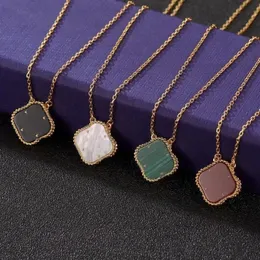 Clover Necklace Female 18k Rose Gold Pendant Female Light Luxury Premium Agate S999 Sterling Silver Four-leaf Necklace