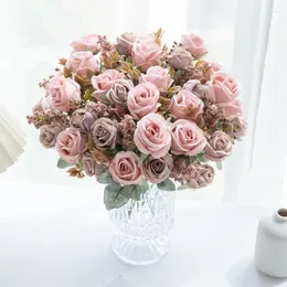 Decorative Flowers 8 Heads 30cm Rose Pink Silk Bouquet Peony Artificial Plants Wedding Home Decoration Party Garland Wreath Scrapbook Fake