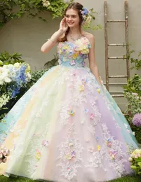 Doces Pastel Rainbow A Line Demeding Vest aos vestidos de noiva 2022 Aplique Floral Aplique Plus Sweep Vestido de Novia para Boda Civil3116600