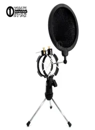 Desktop Justerbart popfilterklipp Mikrofon stativ vikning Karaoke Microphone Stand Windcreen Mask Shield PC Recording Mic Holder1790027