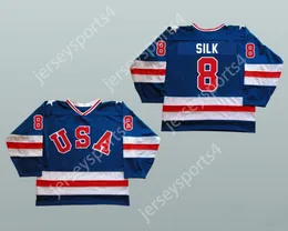 Custom 1980 Miracle On Ice Team USA Dave Silk 8 Hockey Jersey Top Sched S-M-L-XL-XXL-3XL-4XL-5XL-6XL