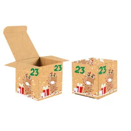 24pcs świąteczny kalendarz adwentowy pudełko kraft papierowe pudełko cukierki 24 dni odliczanie do świątecznych pudełka na prezenty navidad Nowy rok dekoracje