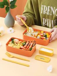 Worthbuy Bento Lunchbox mit Saucenbox Castlery Mikrowave Safe Tragbare Versiegelungsbehälter für studentische Büroangestellte