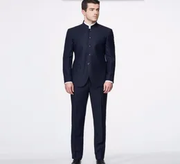 Custom Made Men Suits Suits Klassiker Blazer Mandarin Kragen Fashion Elegance Anzüge maßgeschneiderte Kleideranzüge Jacke und Pants1098399