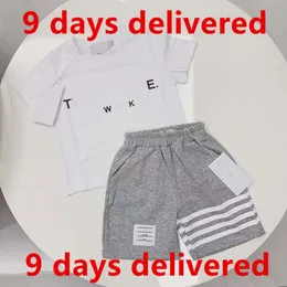 Dhgate store baby clothe kids T shirt kid short set kids designer clothes summer boy girl two piece sets luxury brand lace letters