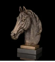 Artes de artesanato vintage Atlie Factory Bronze Escultura Cabeça de Cabeça de Cabeça de Animal Estátua Estátua Estátua Estátuas de Cavalo de Brass Presentes Soveveni8967753