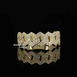 Top -Qualität Moissanit Ring Hip Hop Hop Out Gold Plated 925 Sterling Silver Cuban Style Ring zum Großhandelspreis