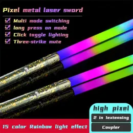 LED-Schwerter/Waffen LED LEG Light Sticks Reikirc 2-in-1 Lichtschwerter 15 Farbe 17 Pixel Licht Effekt Lichtschwert Metall Laserschwert wiederaufladbare Spielzeugparty Leuchtschwert WX5.29