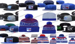 New York Rangers Ice Hockey Strick Beanies Stickerei Verstellbarer Hut bestickte Schnappschackkappen Blau weiß grauer schwarze Hüte O2662446