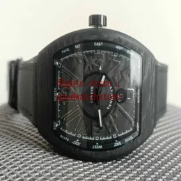 Herrenqualität 45 -mm -Armbanduhr V 45 sc dt nr schwarzer Kohlefaser Zifferblatt Vanguard PVD Automatische Herren Watch Gummi -Gurt Gents Eta 901 219e