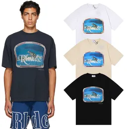 Los Angeles Summer New Product High Street Nicchia Design Rhude Stampa grande maglietta a maniche corte