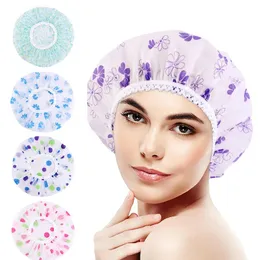 5 pcs Printing Waterproof Shower Cap Dustproof and Oil Fume Cap PE Nursing Mask Makeup Cap