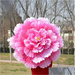 Ombrellas 70/80 cm Peony Beach ombrello sfumatura Fan Dance Stage Props Flower Handhell ​​Parasol Droplese Dhdss DHDSS