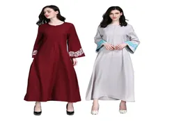 Mulheres dubai abaya vestido muçulmano roupas islâmicas bordados de babados de manga arabas de túnica árabe zíper da frente Musulmane kaftan7384787