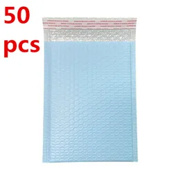 Packaging Bags wholesale 50pcs Bubble Envelop Self Seal Thick Foil Bubble Mailer Blue Color For Gift Packaging Make Up Tools Bag
