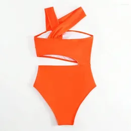 Women's Swimwear Beach Vacation Monokini Stylish One Shoulder Hollow Out Swimsuit For Women Sexy Push Up Backless Bathing Summer