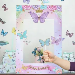 Pink Frame Photo Prop Butterfly Theme Decoration Kids Girls Wedding Birthday Party Supplies Baby Shower L2405