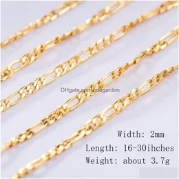 Catene da 2 mm figaro catena oro collane placcata per uomini donne 31 design piatto gioielli di gioielli digioni fai-da-te 16 18-30 pollici goccia dhjfh