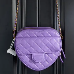 Chanel Heart Bag Purple Small Bag Fashion Women's Small Crossbody