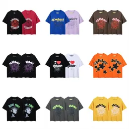 555555 sp5de erkekler tişört tasarımcısı pembe genç haydut r mans kadınlar kaliteli köpürme baskı örümcek web y2k üst tees desen tshirt moda