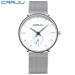 Crrju Mens Watch Top Brand Luxury Black Quartz Men Watch Drop Mesh rap Casual Sport Male Relogio Masculino 2150 322b