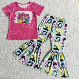 Clothing Sets Red Blue Print Tee Shirt Boutique Bell-bottoms Wholesale RTS NO MOQ High Quality Kids Baby Girls