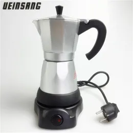 6カップ300ml電気コーヒーメーカーアルミニウム素材コーヒーポットモカポットモカコーヒーマシンv60コーヒーフィルターエスプレッソメーカーT200111 265f