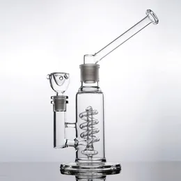 Spiral Bong Water Rura Helise Helise Cewki Szklane Rurki Zestaw Olejów Recyklator z 14 mm miską do palenia Hookahs Bąbelki