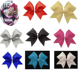 2 pces NEW Glitter Cheer Bow Blue Silver Cheerleading Dance Hair Bow 7.5inch hair bow with Elastic rubber band