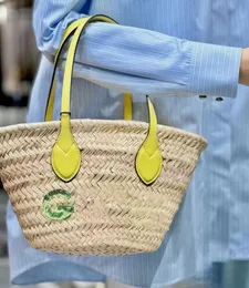 Bamboo Basket Beach Bags Leather Handle 2024 Summer New Designer Famous Brand Travel Shopping Bag Fashion Straw Totes Shoulder Bags Purses And Handbags Quality