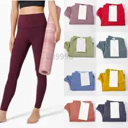 2024 Solid Color Women's Yoga Pants High Waist Alignment Sports Fitness Set Tights Elastic Fitness Women's Outdoor Sports Yoga Leggings Tights