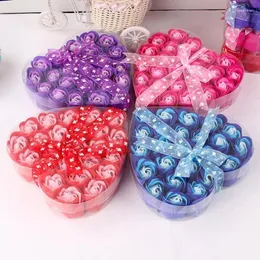 Decorative Flowers 24pcs/box Heart Shaped Soap Rose Flower Gift Box Creative Mother's Day Valentine's Head Display