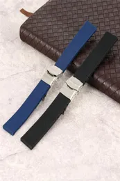 18202224mm BlackBlue Waterproof Silicone Band Rubber Watches Strap Diver Replacement Bracelet Belt Spring Bars Straight End7479415