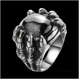 Anéis de banda Ring Men dominando a retro incrustada com indicador de dedo aberto Rubi Rubi Grande Pesada Droga de Cristal Black Deliver J Dhgarden Dhdrc