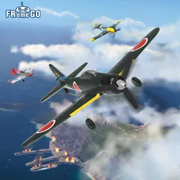 電気/RC航空機Fremego 400mm Zero/BF109/SPITFIRE/P40/P51D Mustang/F4U Pirate 4-Channel RC Aircraft 2.4G 6-Axis RTF A6M Aircraft RC Fighter Toy Gifts Q240529