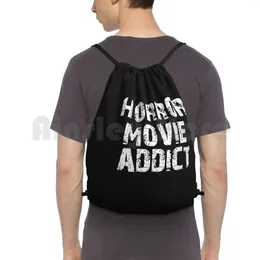Backpack Horror Movie Addict Bags Bolsa de ginástica Bolsa de ginástica Filmes de outubro de outubro Creepy Slashers