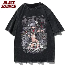 Summer Goth Female Tee Estetyczne luźne kobiety T-shirt punk Dark Grunge Streetwear Ladies Gothic Top T-Shirts Harajuku Y2K Ubrania 240529