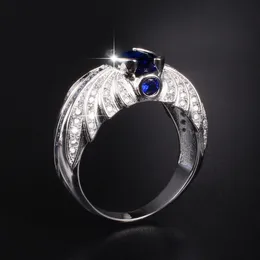 Luxury Angel Wing Ri 925 Sterling Silver Blue Sapphire Ring Engagement Wedding Rings For Men Gemstone Jewelry boy gift