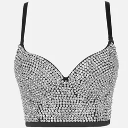 Kadın Tank Tops Lüks Peuned Pearl Düğün Push Up Bra Woman Giyim Camis Sahne Bayanlar Mahsul Korse Y2K Blusas 240528